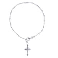 thumbnail image 1 of Decadence Sterling Silver Rhodium 20x12mm Crucifix Charm & Beads on Chain 8"Rosary Bracelet, 1 of 4
