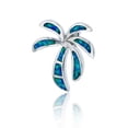 thumbnail image 1 of Decadence Sterling Silver Rhodium 20x18mm Created Blue Opal Palm Tree Pendant, 1 of 4