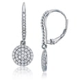 thumbnail image 1 of Decadence Sterling Silver Rhodium 27x9mm Micropave Circle Leverback Dangling Earring, 1 of 4
