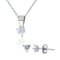 thumbnail image 1 of Decadence Sterling Silver Rhodium 4.00mm AAA Heart Solitaire 13"+2" Necklace & Earring Set, 1 of 4