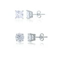 thumbnail image 1 of Decadence Sterling Silver Rhodium 7.00mm Round & 6x6mm Square AAA Solitaire Stud Earring Set, 1 of 4