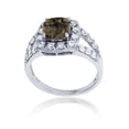 thumbnail image 1 of Decadence Sterling Silver Rhodium 7mm Cushion Gemstone & 2mm Round Created White Sapphire Ring, 1 of 4