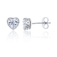 thumbnail image 1 of Decadence Sterling Silver Rhodium 7mm Heart Pave Halo Stud Earring, 1 of 4