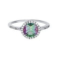 thumbnail image 1 of Decadence Sterling Silver Rhodium 7mm Round Mystic Green Topaz & Created White Sapphire Halo Ring, 1 of 4