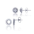 thumbnail image 1 of Decadence Sterling Silver Rhodium 8.00mm Solitaire +Pave Open Circle +Micropave Round Cluster Stud Earring Set, 1 of 4