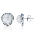 thumbnail image 1 of Decadence Sterling Silver Rhodium 8mm Fresh Water Pearl & Cubic Zirconia Micropave Flower Stud Earring, 1 of 4