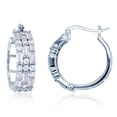 thumbnail image 1 of Decadence Sterling Silver Rhodium Baguette & Round Cubic Zirconia Hoop Earring, 1 of 4