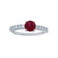 thumbnail image 1 of Decadence Sterling Silver Rhodium Centered 6mm Red Ruby Round Pave Engagement Ring, 1 of 4