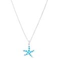 thumbnail image 1 of Decadence Sterling Silver Rhodium Created Opal Starfish 18" Diamond Cut Cable Chain Necklace, 1 of 5