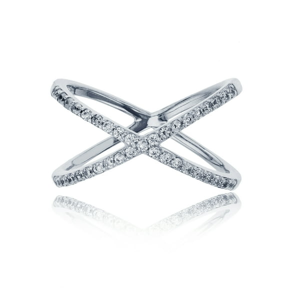 Decadence Sterling Silver Rhodium Criss Cross "X" Fashion Ring