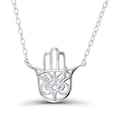 thumbnail image 1 of Decadence Sterling Silver Rhodium High Polish Ornament Hamsa 16+2"Necklace, 1 of 3