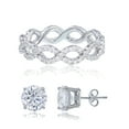 thumbnail image 1 of Decadence Sterling Silver Rhodium Infinity Eternity Ring & 8mm AAA Round Solitaire Stud Earring Set, 1 of 4