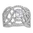 thumbnail image 1 of Decadence Sterling Silver Rhodium Lattice Cocktail Fashion Cubic Zirconia Ring, 1 of 3