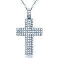 thumbnail image 1 of Decadence Sterling Silver Rhodium Micropave Cross Pendant 18+2" Necklace, 1 of 4