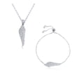 thumbnail image 1 of Decadence Sterling Silver Rhodium Micropave Cubic Zirconia Wing 18" Necklace & Adjustable Bracelet Set, 1 of 4