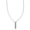 thumbnail image 1 of Decadence Sterling Silver Rhodium Multi Color Square Cubic Zirconia Bar 16"+2" Necklace, 1 of 4