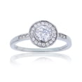 thumbnail image 1 of Decadence Sterling Silver Rhodium Pave 6mm Round Cut Bezel Engagement Ring, 1 of 4