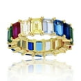 thumbnail image 1 of Decadence Sterling Silver Rhodium Polished 6x4mm Multi Color Emerald CZ Eternity Band for Women | AAA Cubic Zirconia Spinel Gemstone Engagement Wedding Band Ring | Sizes 5-10, 1 of 4