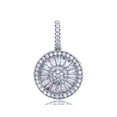 thumbnail image 1 of Decadence Sterling Silver Rhodium Round & Baguette Cubic Zirconia Circle Dangling Pendant, 1 of 4