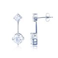 thumbnail image 1 of Decadence Sterling Silver Rhodium Round Cubic Zirconia White Top & Bottom Dangling Earring, 1 of 4