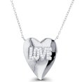 thumbnail image 1 of Decadence Sterling Silver Rhodium Round White Cubic Zirconia "LOVE" Dome Heart 16+2"Necklace, 1 of 3