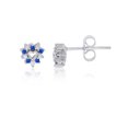 thumbnail image 1 of Decadence Sterling Silver Rhodium Sapphire & White  Cubic Zirconia 6mm Heart Stud Earring, 1 of 4