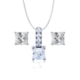 thumbnail image 1 of Decadence Sterling Silver Rhodium Square Solitaire Earring and 18+2" Necklace Set, 1 of 4