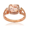 thumbnail image 1 of Decadence Sterling Silver Rose 0.18 CTTW Round Diamond & 7mm Cushion Gemstone Split Sides Ring, 1 of 4