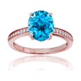 thumbnail image 1 of Decadence Sterling Silver Rose 1mm Round Created White Sapphire Channel Set & 10x8 Oval Gemstone Engagement Ring, 1 of 4
