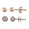 thumbnail image 1 of Decadence Sterling Silver Rose 3mm High Polish Ball & 5-6mm Pink FWP Stud Earring Set, 1 of 4