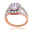 thumbnail image 1 of Decadence Sterling Silver Rose 7mm Cushion Gemstone & 2mm Round Created White Sapphire Ring, 1 of 4