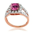 thumbnail image 1 of Decadence Sterling Silver Rose 7mm Cushion Gemstone & 2mm Round Created White Sapphire Ring, 1 of 4