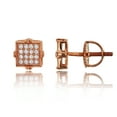 thumbnail image 1 of Decadence Sterling Silver Rose Pave 7mm Square Screw Back Stud Earring, 1 of 4