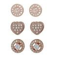 thumbnail image 1 of Decadence Sterling Silver Rose Pave Circle, Heart and Round Halo Stud Set, 1 of 3