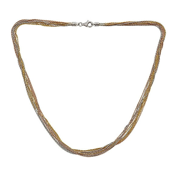Decadence Sterling Silver Tri-Color 9 Strand Cardano 18" Chain