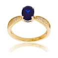 thumbnail image 1 of Decadence Sterling Silver Yellow 0.05 CTTW Round Diamonds & 8x6mm Oval Gemstone Center Ring, 1 of 4