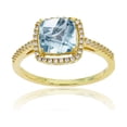 thumbnail image 1 of Decadence Sterling Silver Yellow 0.18 CTTW Round Diamond & 7mm Cushion Gemstone Halo Ring, 1 of 4