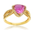 thumbnail image 1 of Decadence Sterling Silver Yellow 0.20 CTTW Round Diamond & 8mm Trillion Gemstone Split Shank Ring, 1 of 4