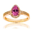 thumbnail image 1 of Decadence Sterling Silver Yellow 0.20 CTTW Round Diamond & 8x5mm Pear Cut Gemstone Halo Ring, 1 of 4