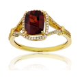 thumbnail image 1 of Decadence Sterling Silver Yellow 0.22 CTTW Round Diamond & 8x6mm Cushion Gemstone Split Shank Ring, 1 of 4