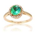 thumbnail image 1 of Decadence Sterling Silver Yellow 1mm Cr White Sapphire & 7mm Rnd Cr Green Sapphire Halo Ring, 1 of 4