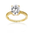 thumbnail image 1 of Decadence Sterling Silver Yellow 1mm Created White Sapphire Channel Set & 10x8 Oval Gemstone Engagement Ring, 1 of 5