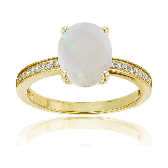 Decadence Sterling Silver Yellow 1mm Round Created White Sapphire Channel Set & 10x8 Oval Gemstone Engagement Ring