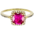 thumbnail image 1 of Decadence Sterling Silver Yellow 7mm Cushion Cr Ruby & Cr White Sapphire Halo Ring, 1 of 4