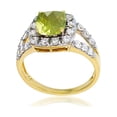 thumbnail image 1 of Decadence Sterling Silver Yellow 7mm Cushion Gemstone & 2mm Round Created White Sapphire Ring, 1 of 4