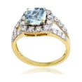 thumbnail image 1 of Decadence Sterling Silver Yellow 7mm Cushion Gemstone & 2mm Round Created White Sapphire Ring, 1 of 4