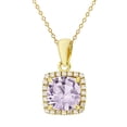 thumbnail image 1 of Decadence Sterling Silver Yellow 7mm Cushion Gemstone & Cr White Sapphire Halo 18" Necklace, 1 of 4