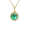 thumbnail image 1 of Decadence Sterling Silver Yellow 7mm Round Cr Green Sapphire & 1mm Round Cr White Sapphire Halo 18" Necklace, 1 of 4