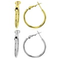 thumbnail image 1 of Decadence Sterling Silver Yellow & Rhodium Polished 2x25mm Hoop Earring Set, 1 of 4