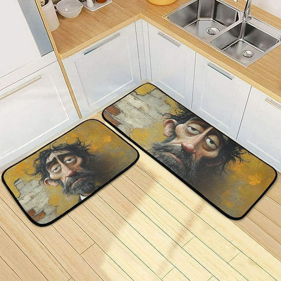 Decadent Man Kitchen Mat Set of 2 Cushioned Non Slip Rugs for Bedroom Floor Runner Mats